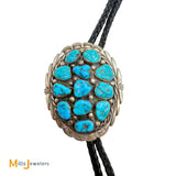 Vintage Signed TM Sterling Silver 925 Blue Turquoise Multi Nugget Bolo Tie