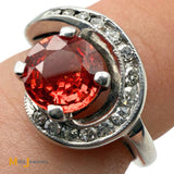 14K White Gold 0.75ct Spessartite Garnet and 0.21ctw Diamond Ring Size 5.25