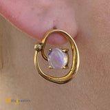 Vintage 14K Yellow Gold Jelly Opal Earrings
