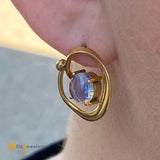 Vintage 14K Yellow Gold Jelly Opal Earrings