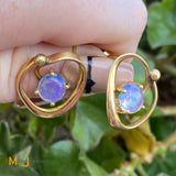 Vintage 14K Yellow Gold Jelly Opal Earrings