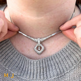 Vintage 14K White Gold 2.21ctw Diamond Geometric Drop Necklace