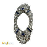 Vintage Platinum Art Deco 0.72ctw Diamond and Synthetic Sapphire Slide Pendant
