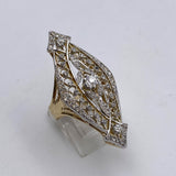 Vintage Two-Tone 14K Yellow Gold Platinum 0.91ctw Diamond Ring Size 7.5