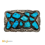 Vintage George & Lupeta Leekity Zuni 925 Silver 12-Stone Turquoise Belt Buckle