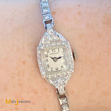 Vintage Hamilton Ladies Platinum 0.78ctw Diamond Wrist Watch