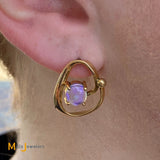 Vintage 14K Yellow Gold Jelly Opal Earrings