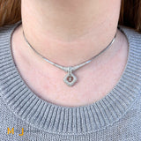Vintage 14K White Gold 2.21ctw Diamond Geometric Drop Necklace