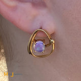 Vintage 14K Yellow Gold Jelly Opal Earrings