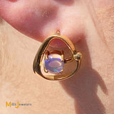 Vintage 14K Yellow Gold Jelly Opal Earrings