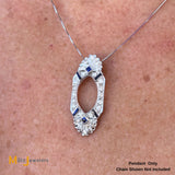 Vintage Platinum Art Deco 0.72ctw Diamond and Synthetic Sapphire Slide Pendant