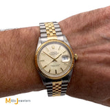 Vintage Rolex Datejust 1601 36mm Steel & 14K Yellow Gold Champagne Dial Watch 1961