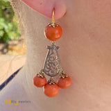 antique coral dangle earrings
