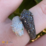 18K White Gold 1.71ctw Diamond/Gemstone Leopard Bypass Ring Size 7