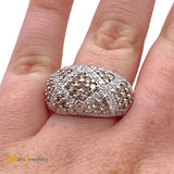 18K Pave 0.81cts White Diamonds 1.17cts Brown Diamonds Ring Size 8