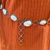 Betty Bitsie Navajo Sterling Silver Signed White Buffalo Turquoise Concho Belt