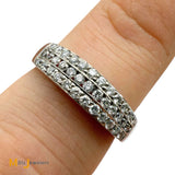 18K White Gold 0.37ctw Diamond 3 Row Band Ring Size 7.75