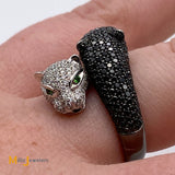18K White Gold 1.71ctw Diamond/Gemstone Leopard Bypass Ring Size 7
