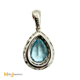 14K White Gold 1.50ct Pear Cut Aquamarine and 0.04ctw Diamond Dangle Pendant