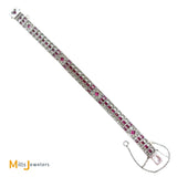 Antique 18K White Gold 1.92ctw Diamond and 15.84ctw Ruby Art Deco Link Bracelet 6.5"