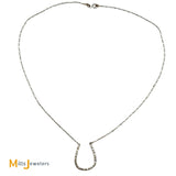 14K White Gold 0.22ctw Diamond Horseshoe Stationary Pendant Necklace