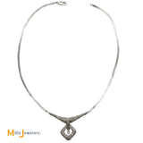 Vintage 14K White Gold 2.21ctw Diamond Geometric Drop Necklace