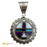 Wilson Padilla Navajo Sugilite Opal Turquoise Black Onyx Sterling Silver 925 Inlay Pendant