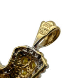 Signed Heng Ngai Jewelry 14K Two-Tone Gold 0.72ctw Yellow and 0.27ctw White Diamond Cross Pendant