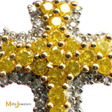 Signed Heng Ngai Jewelry 14K Two-Tone Gold 0.72ctw Yellow and 0.27ctw White Diamond Cross Pendant