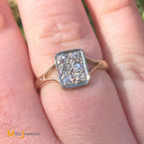 Antique 9K Yellow Gold 0.42ctw Diamond Rectangle Cluster Pave Ring Size 6
