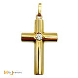 14K Yellow Gold 0.31ct Solitaire Diamond Cross Pendant