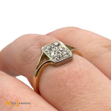 Antique 9K Yellow Gold 0.42ctw Diamond Rectangle Cluster Pave Ring Size 6