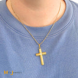 14K Yellow Gold 0.31ct Solitaire Diamond Cross Pendant