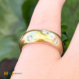 Tiffany & Co. 18K Yellow Gold 950 Platinum 0.30ctw Diamond Etoile Band Ring Size 5.5