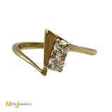 14K Yellow Gold 0.41ctw Round Brilliant Diamond Zig Zag Puzzle Ring Set Size 5