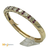 14K Yellow Gold 3.80ctw Round Brilliant Diamond 0.44ctw Ruby Bangle Bracelet