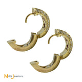 18K Yellow Gold 0.70ctw Diamond and Princess-Cut Ruby Huggie Earrings