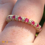 14K Yellow Gold 1.02ctw Ruby and 0.43ctw Diamond Eternity Band Ring Size 8