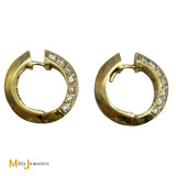 18K Yellow Gold 0.70ctw Diamond and Princess-Cut Ruby Huggie Earrings