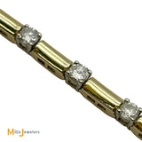 14K Yellow Gold 2ctw Diamond Tennis Bar Link Bracelet 6.5"