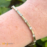 14K Yellow Gold 2ctw Diamond Tennis Bar Link Bracelet 6.5"