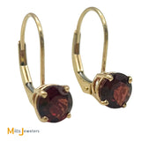 14K Yellow Gold 1.5ctw Red Garnet Lever-Back Earrings
