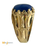 14K Yellow Gold 3.15ctw Cabochon Lapis Cocktail Band Men's Ring Size 8.5