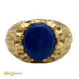 14K Yellow Gold 3.15ctw Cabochon Lapis Cocktail Band Men's Ring Size 8.5