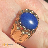 14K Yellow Gold 3.15ctw Cabochon Lapis Cocktail Band Men's Ring Size 8.5