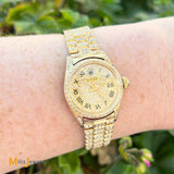Vintage ROLEX Ladies 25mm 18K Yellow Gold 11ctw Diamond President Watch