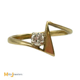 14K Yellow Gold 0.41ctw Round Brilliant Diamond Zig Zag Puzzle Ring Set Size 5