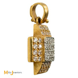18K Two-Tone Yellow White Gold 0.96ctw Diamond Pave Set Cross Pendant
