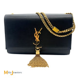 YSL Kate Tassel Medium Black Grained Leather Crossbody Bag