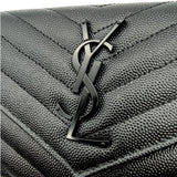 Yves Saint Laurent Cassandre Matelasse Large Flap Wallet in Grain De Poudre Leather